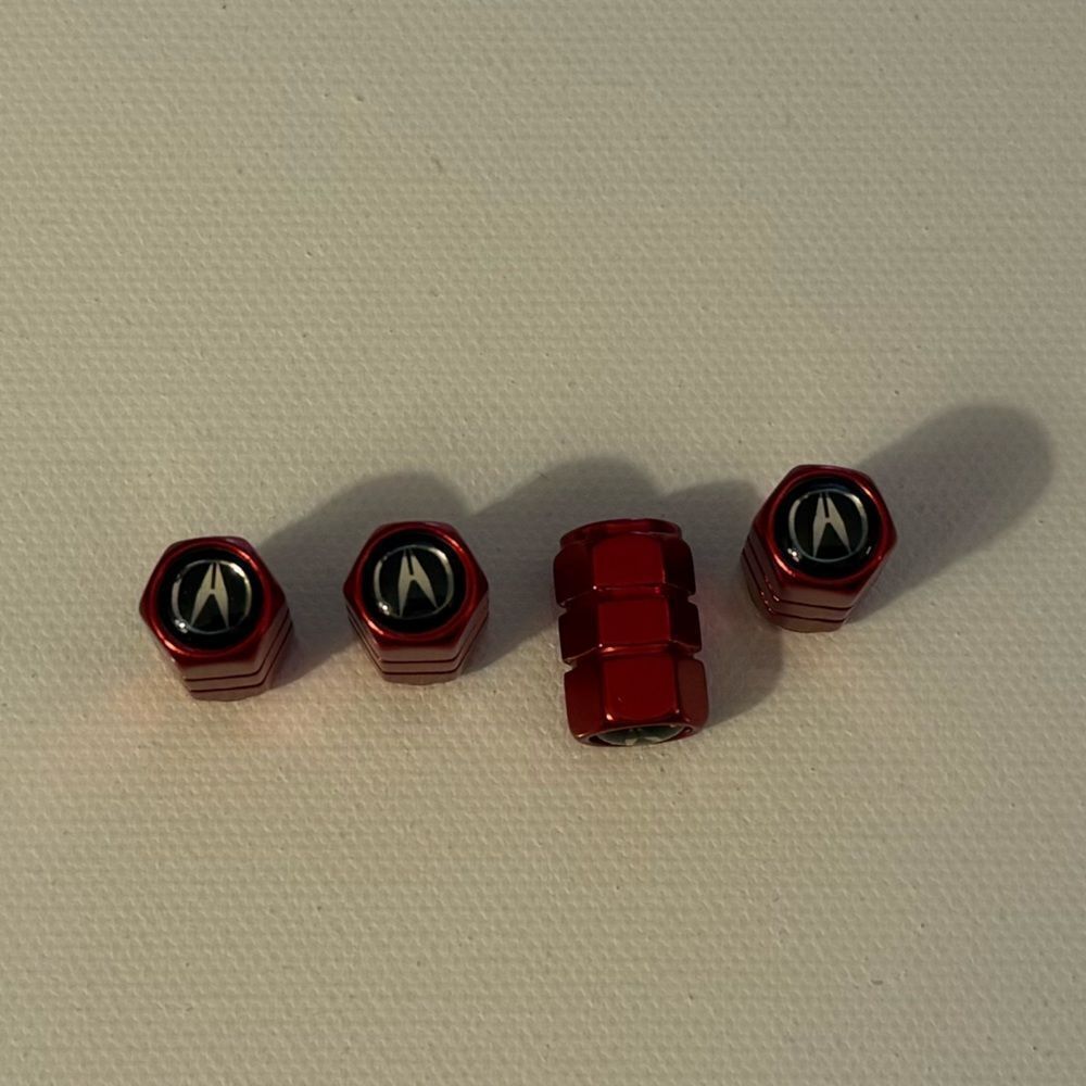 Acura Valve Stem Caps in Red Set of 4 NWT